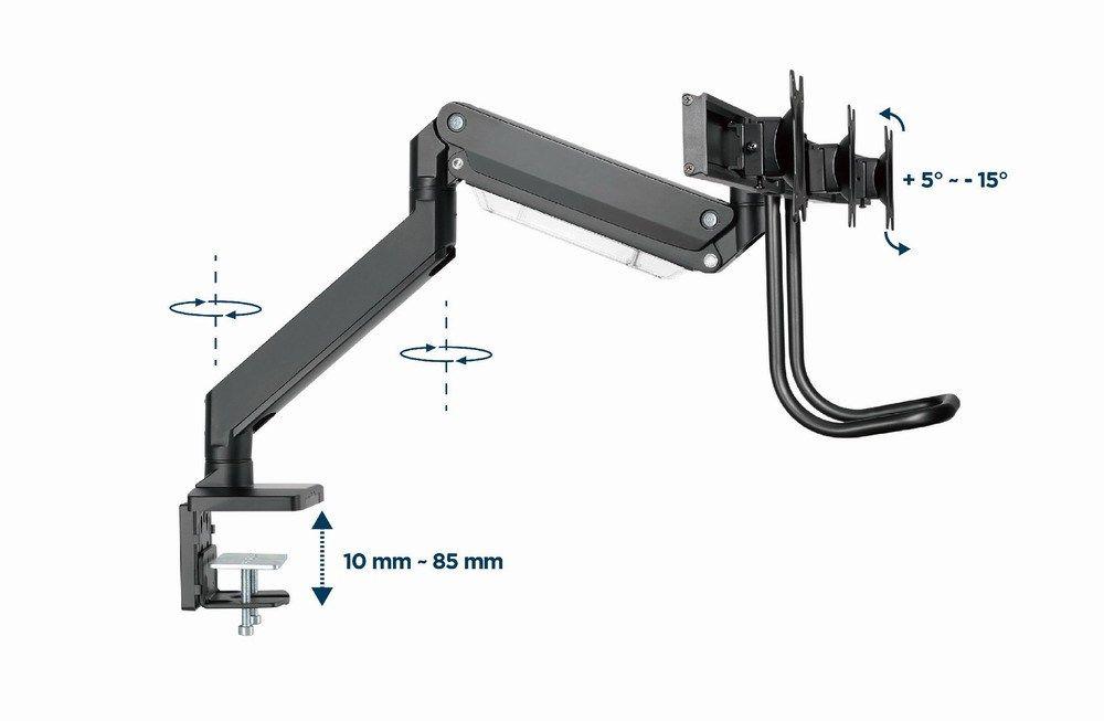 GEMBIRD BIURKOWE REGULOWANE RAMIĘ/UCHWYT NA 3 MONITORY 17-27, VESA 100X100MM, DO 6 KG — zdjęcie 12