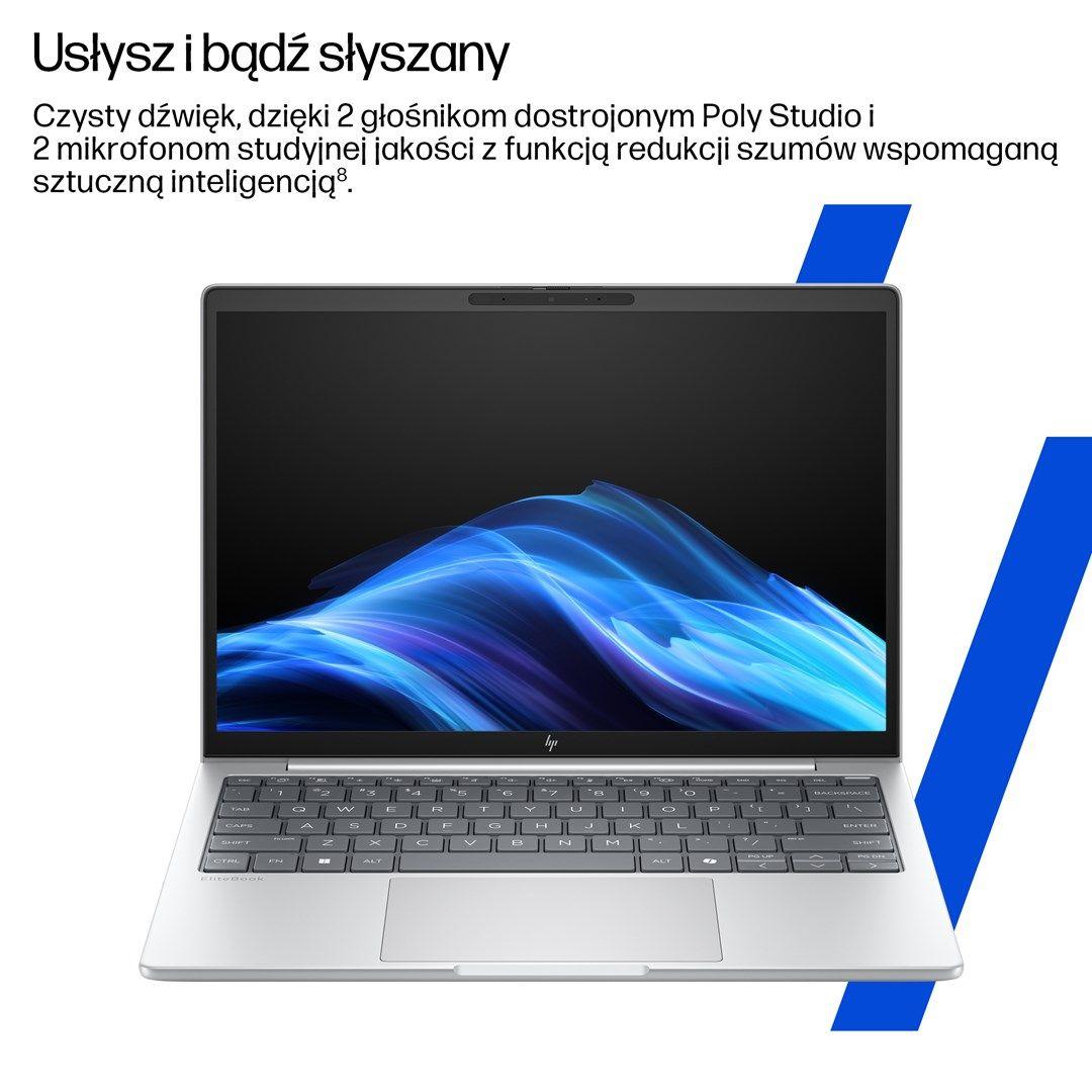 HP EliteBook 8 G1i Ultra 5 225U 16"WUXGA 400nits LBL AG 16GB DDR5 5600 SSD512 Intel Arc Cam 5M+IR+ISP 62Wh W11Pro Aluminium Glacier Silver 3Y OnSite — zdjęcie 3