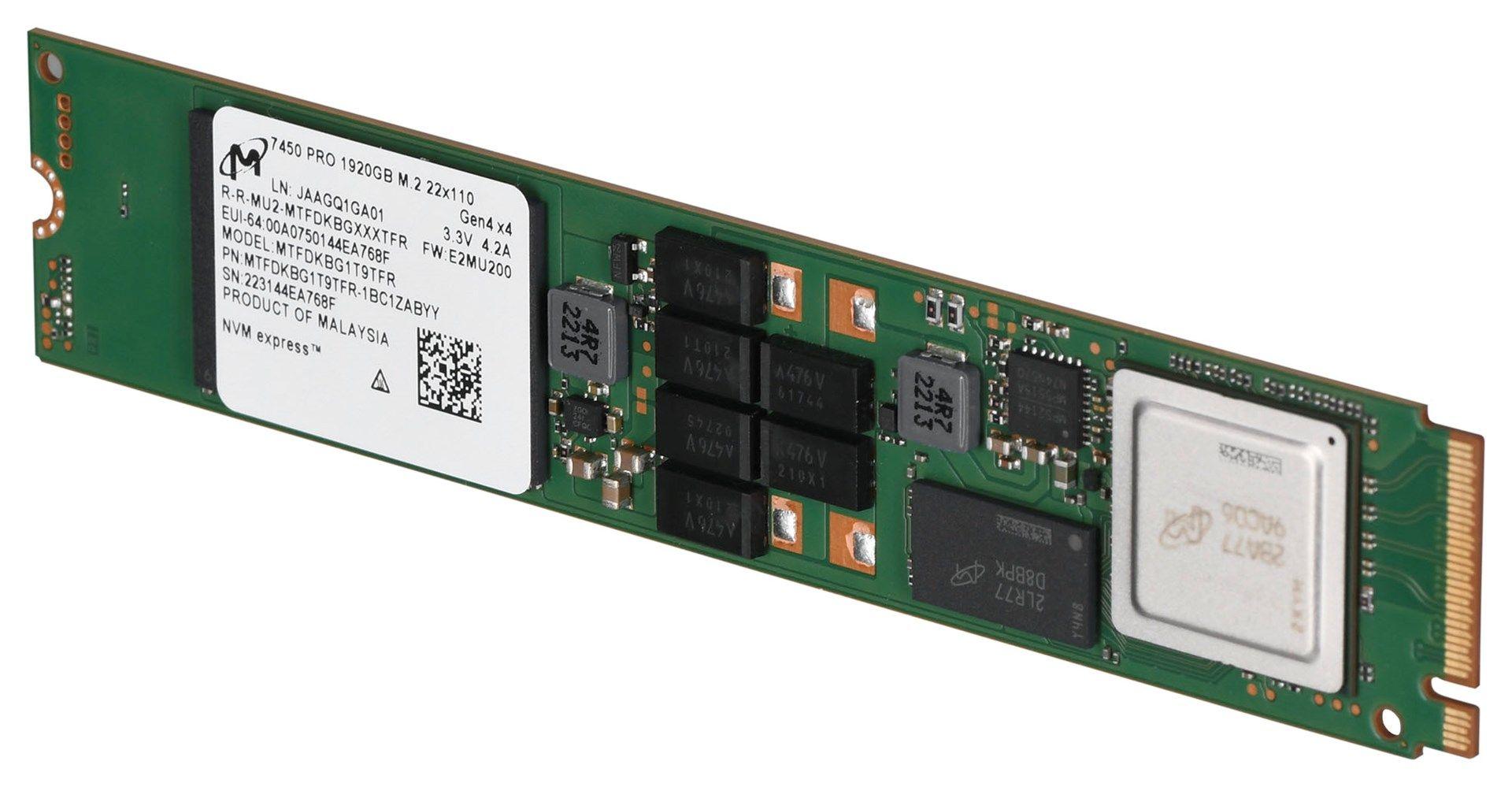 Dysk SSD Micron 7450 PRO 1.92TB M.2 (22x110) NVMe Gen4 MTFDKBG1T9TFR-1BC1ZABYYT (DWPD 1) Tray — zdjęcie 1