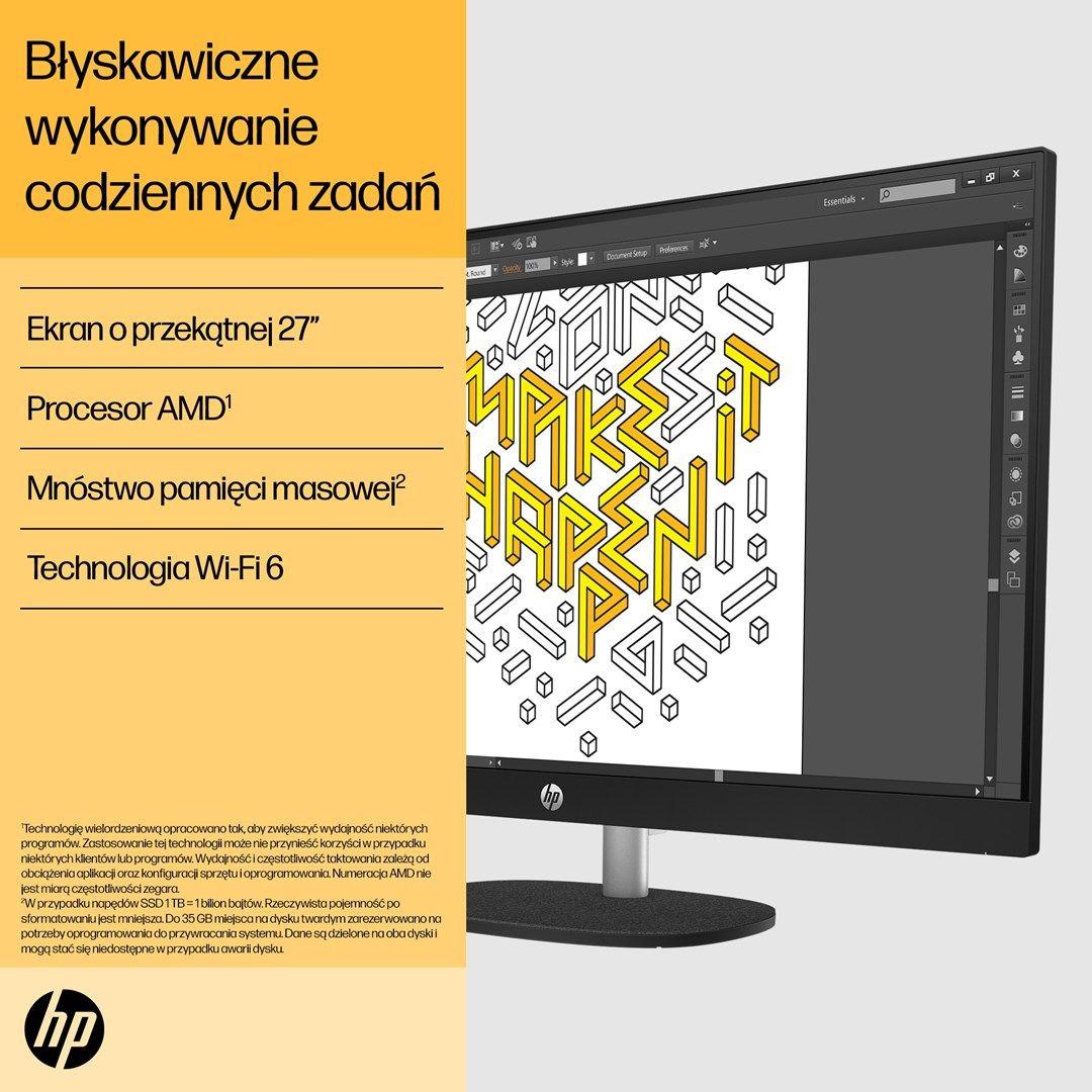 HP 27-cr0232nw AIO Ryzen 5 7520U 27.0"FHD IPS AG 300nits 16GB DDR5 SSD512 Radeon 610M LAN Win11 2Y Shell White — zdjęcie 7