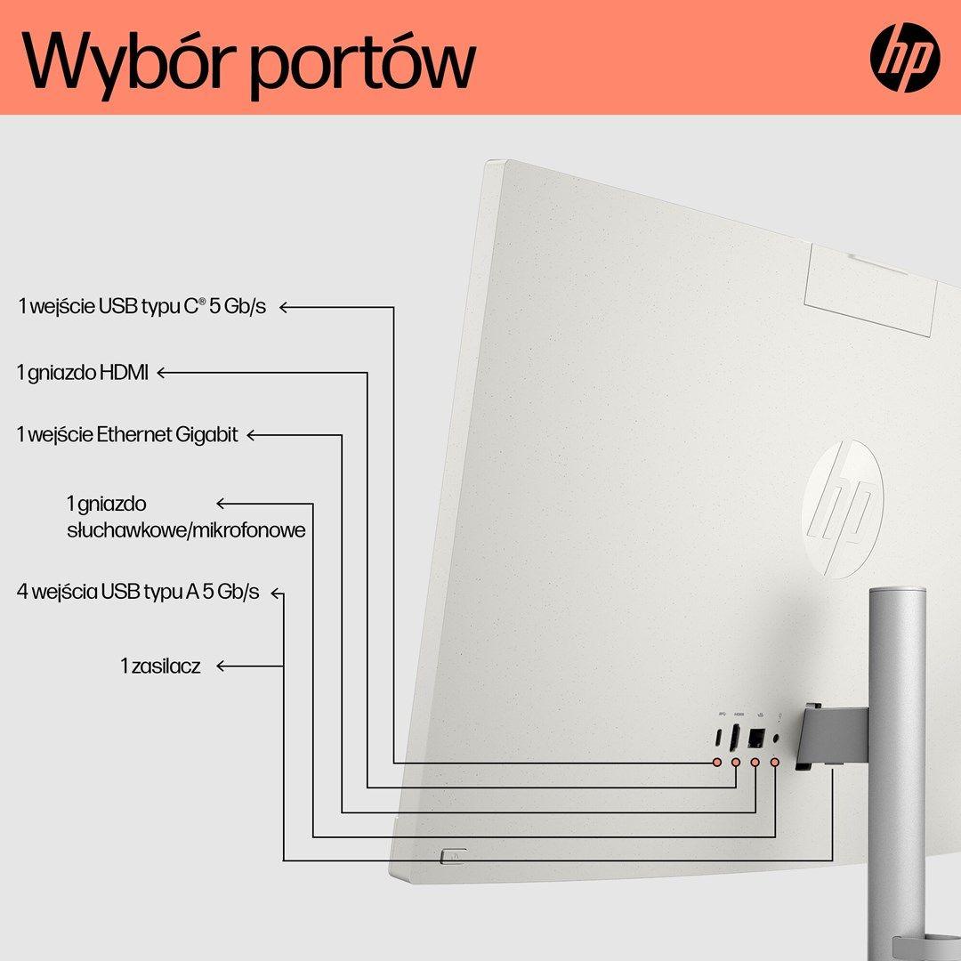 HP AiO 24-cr0312nw Ryzen 5 7520 23.8" FHD IPS 250nits AG 16GB DDR5 SSD512 Radeon 610M Cam720p kB+Mouse Win11 Shell White 2Y — zdjęcie 18