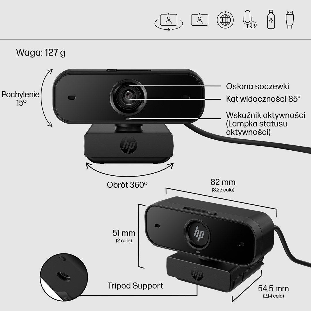 Kamera HP 430 Full HD Webcam USB czarna 77B11AA — zdjęcie 9