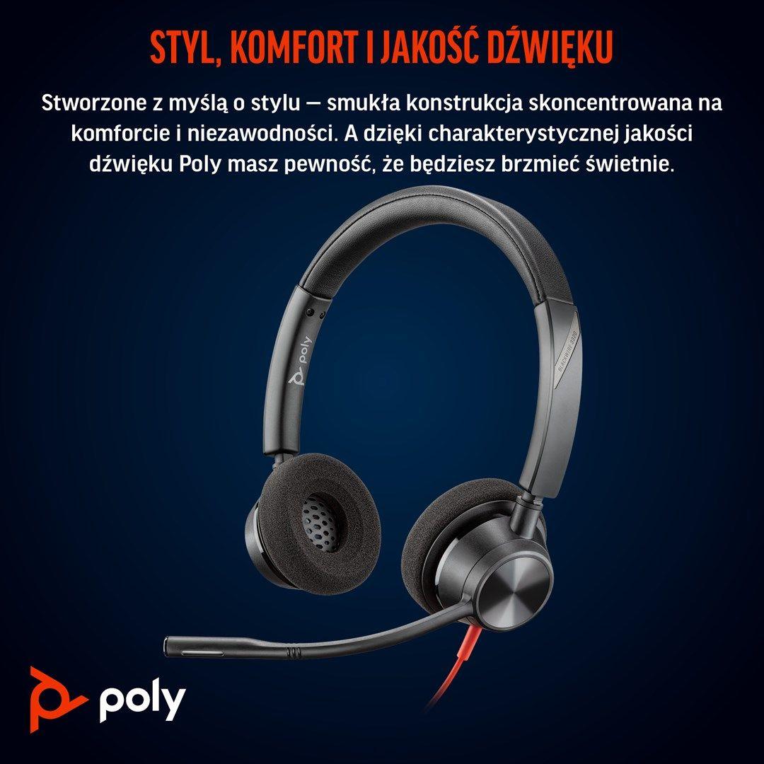 Słuchawki Poly Blackwire 3320 Stereo MS Teams Certified USB-C Headset +USB-C/A Adapter 8X220AA — zdjęcie 5