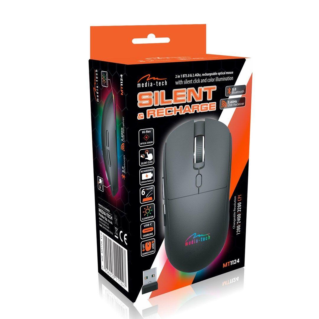 MEDIA-TECH MYSZ DUAL BT/RF SILENT&RECHARGE MT1124 — zdjęcie 12
