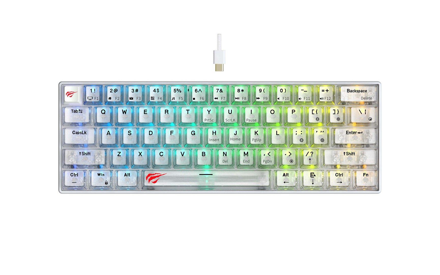 Klawiatura gamingowa Havit KB903L (biel transparentna) — zdjęcie 6