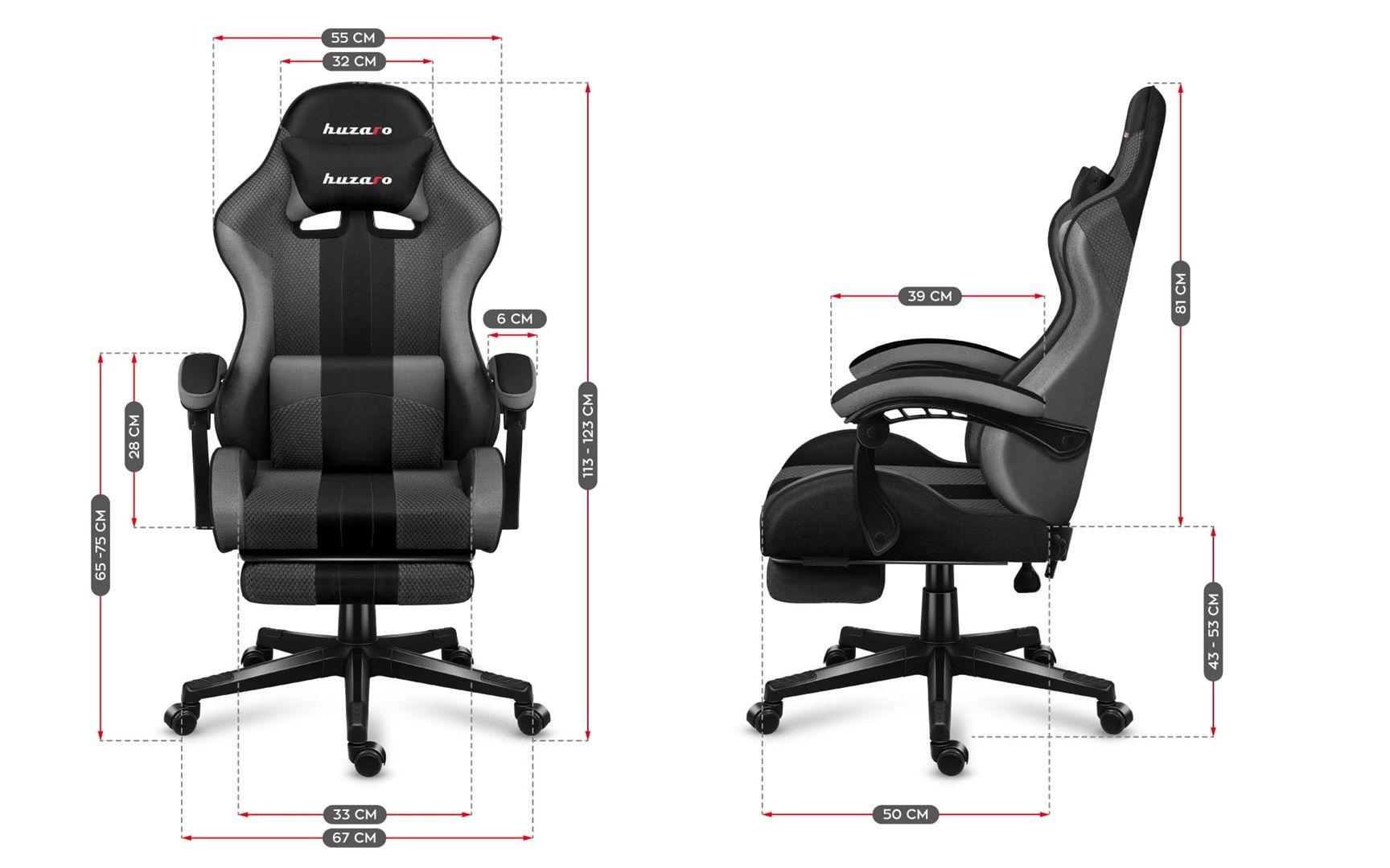 Fotel gamingowy Huzaro Force 4.7 Grey Mesh — zdjęcie 8