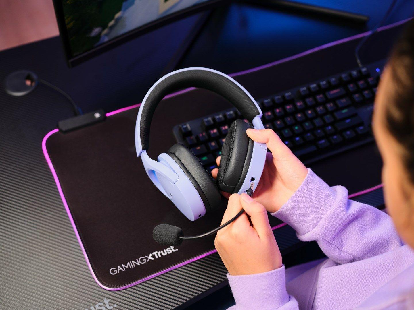 Słuchawki gamingowe Trust GXT 491P FAYZO WIRELESS Purple — zdjęcie 3