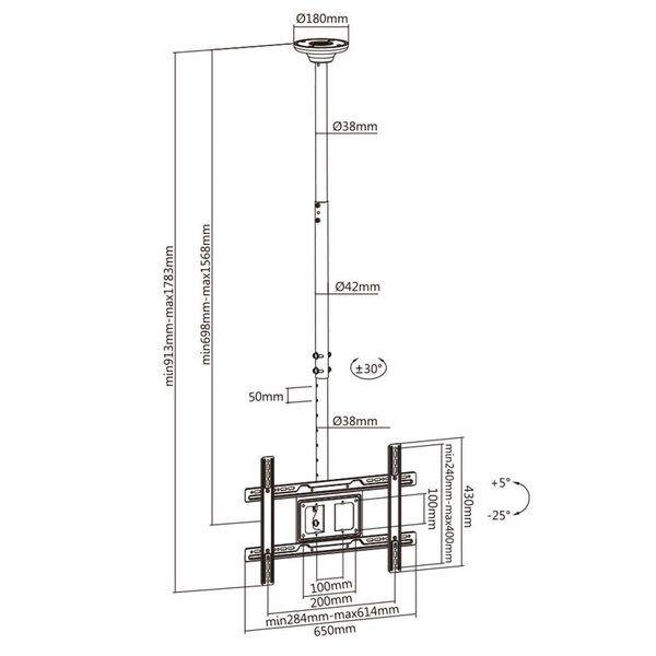 Uchwyt sufitowy do telewizora Maclean MC-803 (sufitowy; 23" - 100"; max. 50kg) — zdjęcie 2