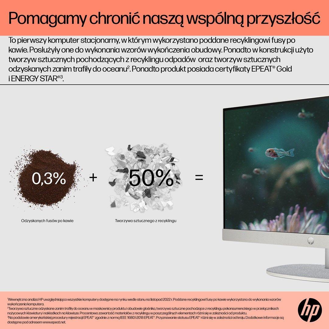 HP AIO 24-cr0144nw Ryzen 3 7320U 23.8"FHD IPS 250nits AG 8GB LPDDR5 SSD512 Radeon 610M Cam720p kB+Mouse Win11 Shell White 2Y — zdjęcie 7