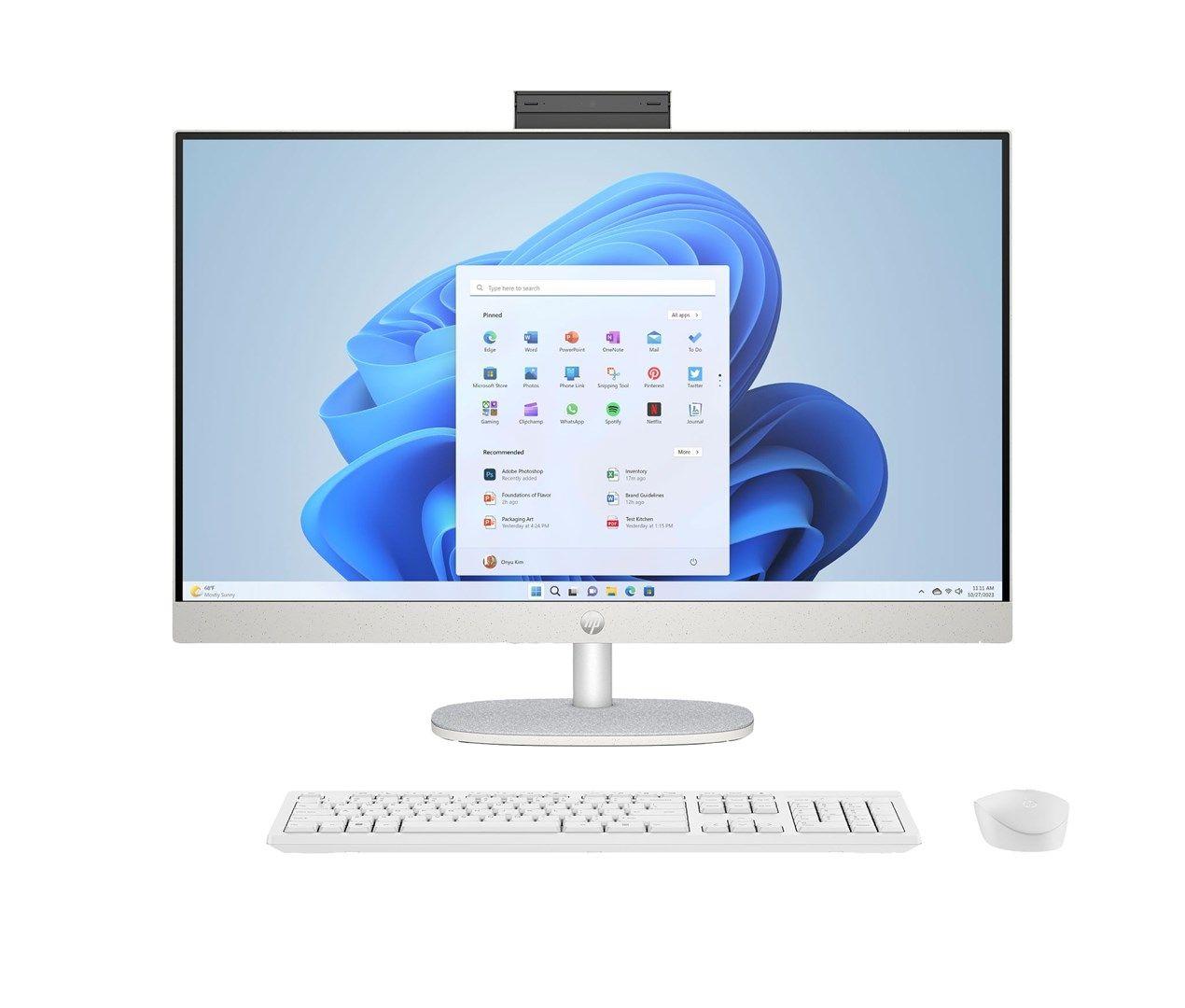 HP 27-cr0232nw AIO Ryzen 5 7520U 27.0"FHD IPS AG 300nits 16GB DDR5 SSD512 Radeon 610M LAN Win11 2Y Shell White — zdjęcie 1