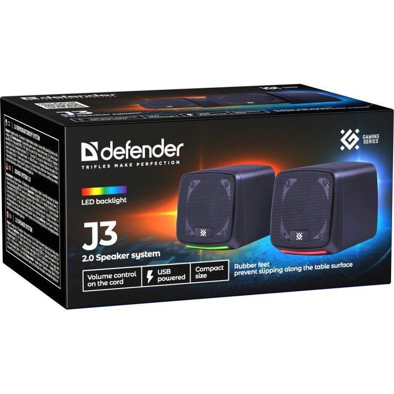 DEFENDER GŁOŚNIKI PC J3 2.0 6W LED USB CZARNE 65963 — zdjęcie 8