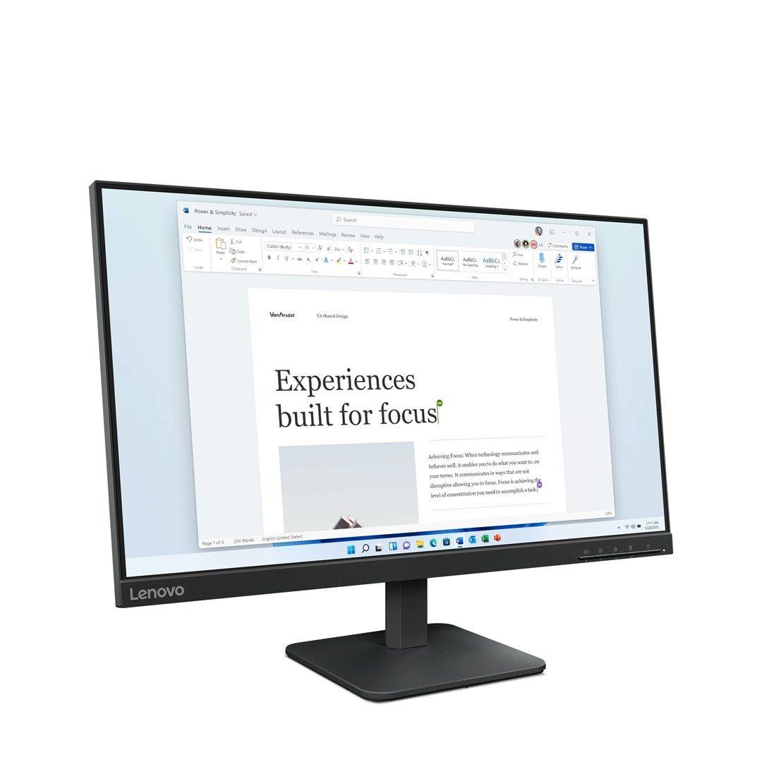 Lenovo L24-4e 23.8"FHD IPS 100Hz 250nits AG HDMI, VGA Raven Black — zdjęcie 2