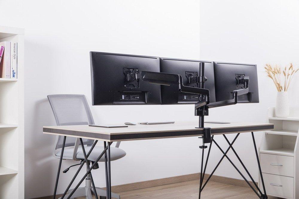 GEMBIRD BIURKOWE REGULOWANE RAMIĘ/UCHWYT NA 3 MONITORY 17-27, VESA 100X100MM, DO 7 KG — zdjęcie 35