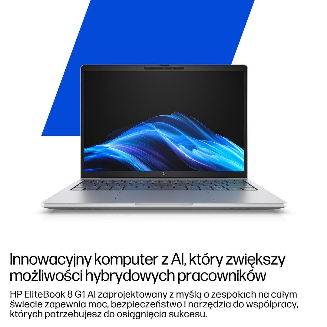 HP EliteBook 8 G1i Ultra 5 225U 16"WUXGA 400nits LBL AG 16GB DDR5 5600 SSD512 Intel Arc Cam 5M+IR+ISP 62Wh W11Pro Aluminium Glacier Silver 3Y OnSite — zdjęcie 4