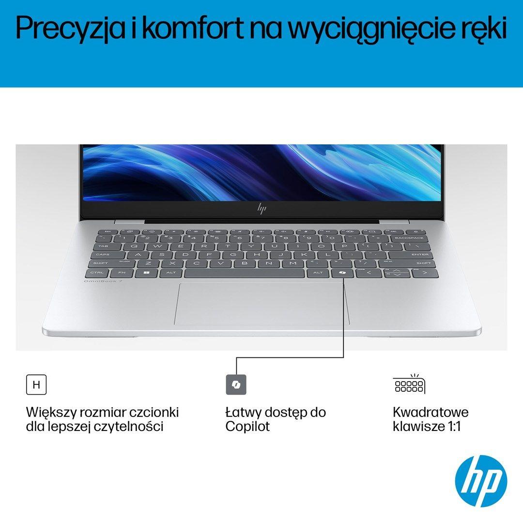 HP OmniBook 7 AI 14-fr0003nw Ultra 5 225U 14"2K OLED BV LBL 300nits 16GB LPDDR5-7467 SSD512 Intel Arc Cam 5 Mpx IR 68Wh W11Pro Glacial Silver 2Y — zdjęcie 10