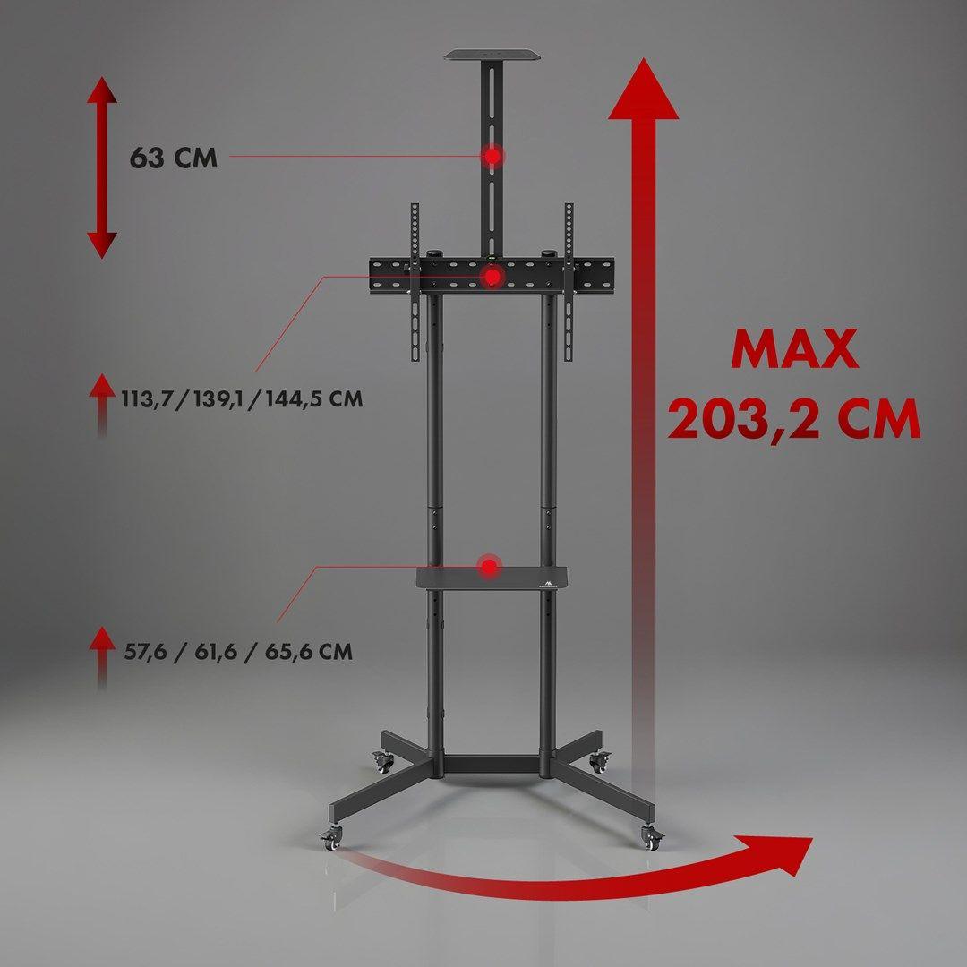 MACLEAN STAND / WÓZEK DO TV, PÓŁKA NA KAMERĘ, NA KÓŁKACH, 37-70", MAX. OBCIĄŻENIE 45KG/5KG PÓŁKA, MAX. VESA 600X400 MC-113 B — zdjęcie 4
