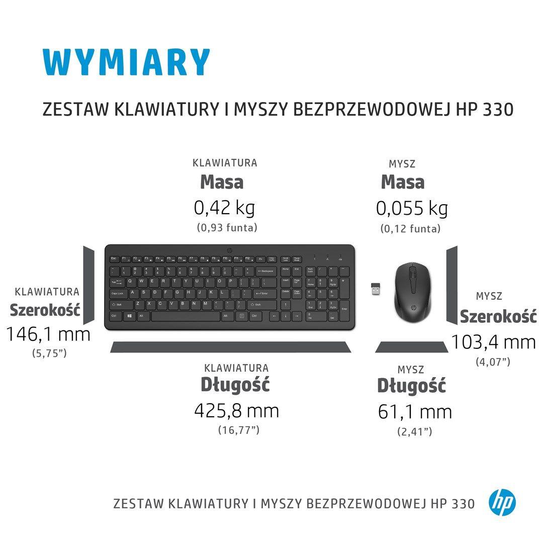 Zestaw klawiatura + mysz HP 330 Wireless Mouse and Keyboard Combo czarne 2V9E6AA — zdjęcie 8