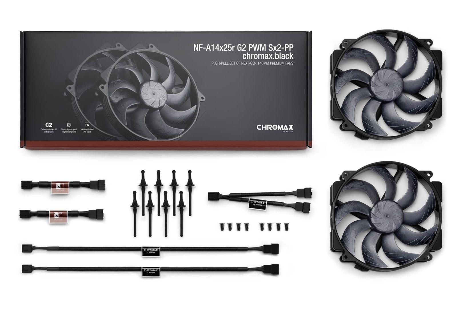 Wentylator NOCTUA 140mm NF-A14x25r G2 PWM Sx2 PP chromax black — zdjęcie 3
