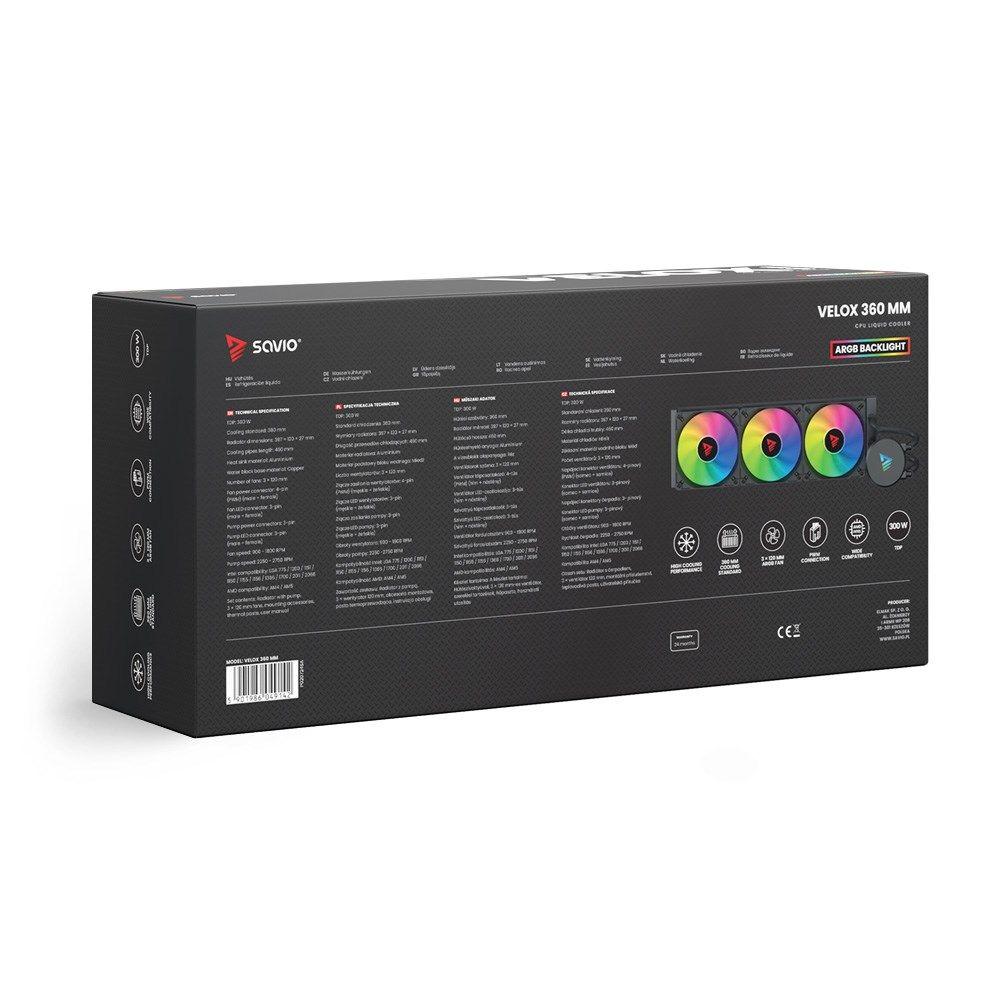 SAVIO CHŁODZENIE WODNE CPU ARGB 360MM VELOX — zdjęcie 4