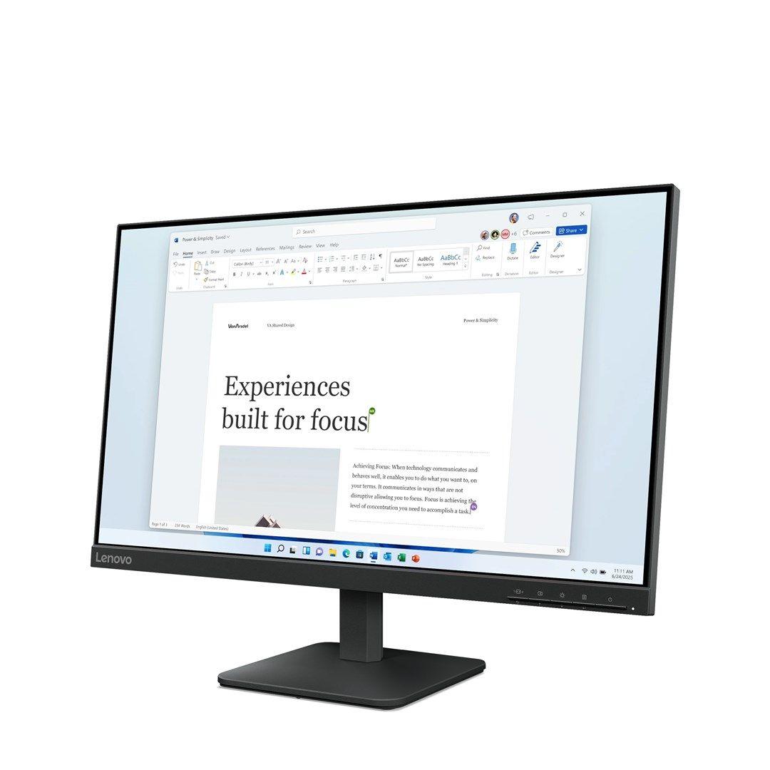 Lenovo L24-4e 23.8"FHD IPS 100Hz 250nits AG HDMI, VGA Raven Black — zdjęcie 3