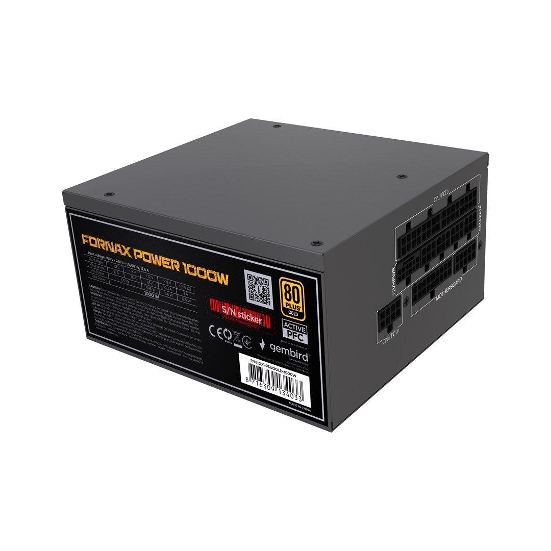 GEMBIRD ZASILACZ KOMPUTEROWY FORNAX POWER 1000W 80+ GOLD ATX, 1000W, AKTYWNE PFC, 12CM WENTYLATOR — zdjęcie 2