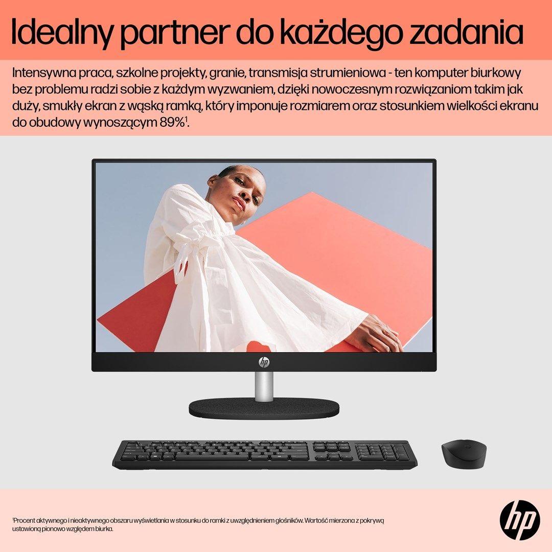HP AIO 24-cr0144nw Ryzen 3 7320U 23.8"FHD IPS 250nits AG 8GB LPDDR5 SSD512 Radeon 610M Cam720p kB+Mouse Win11 Shell White 2Y — zdjęcie 11