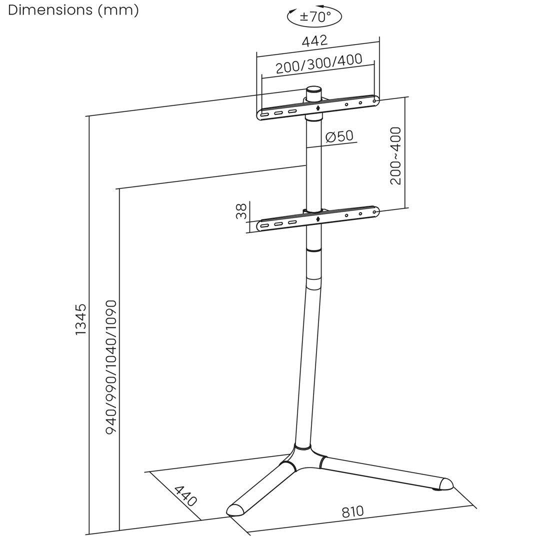 MACLEAN UCHWYT STOJAK PODŁOGOWY DO TELEWIZORA, 32-70", MAX. VESA 400X400, MAX. 40KG MC-494 — zdjęcie 4