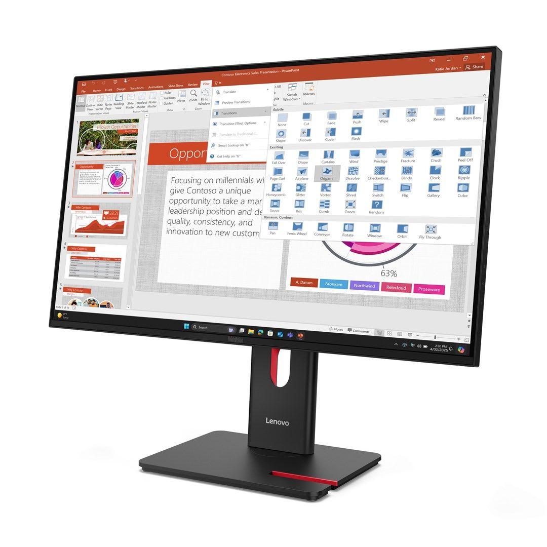 Lenovo ThinkVision T27-40 27" IPS FHD AG 4ms 300nits 120Hz HDMI, DP USB Webcam Eclipse Black — zdjęcie 3