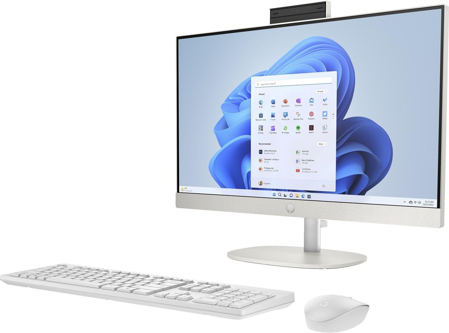 HP AiO 24-cr0312nw Ryzen 5 7520 23.8" FHD IPS 250nits AG 16GB DDR5 SSD512 Radeon 610M Cam720p kB+Mouse Win11 Shell White 2Y — zdjęcie 8