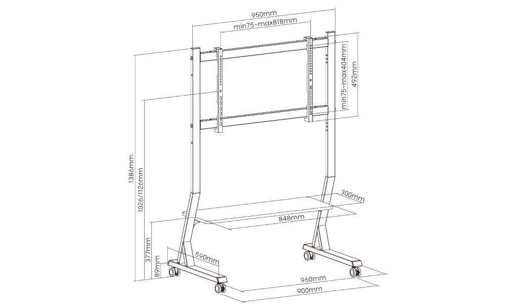 Mobilny stojak + Uchwyt do TV 45-90" 60KG SD-22 ART Vesa 800x400 — zdjęcie 3