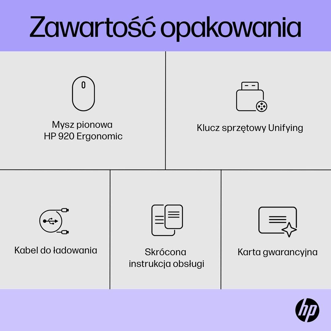 Mysz HP 920 Ergonomic Vertical Mouse Black bezprzewodowa czarna — zdjęcie 8
