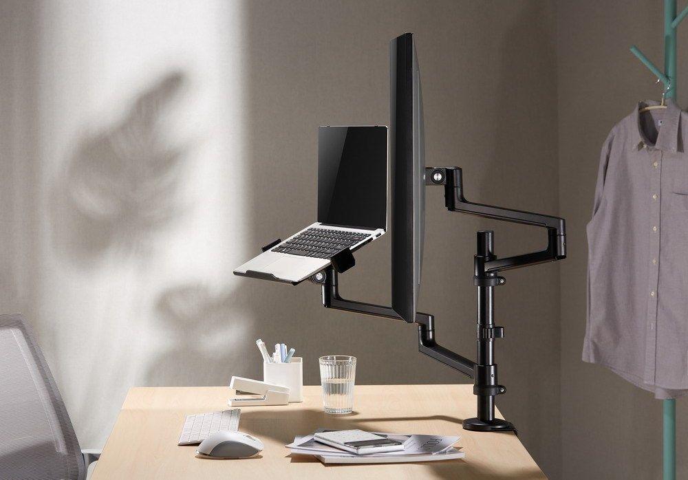 GEMBIRD BIURKOWE REGULOWANE RAMIĘ/UCHWYT NA MONITOR + PODSTAWKA NA NOTEBOOKA 17-32, VESA 100X100MM, DO 8 KG — zdjęcie 9