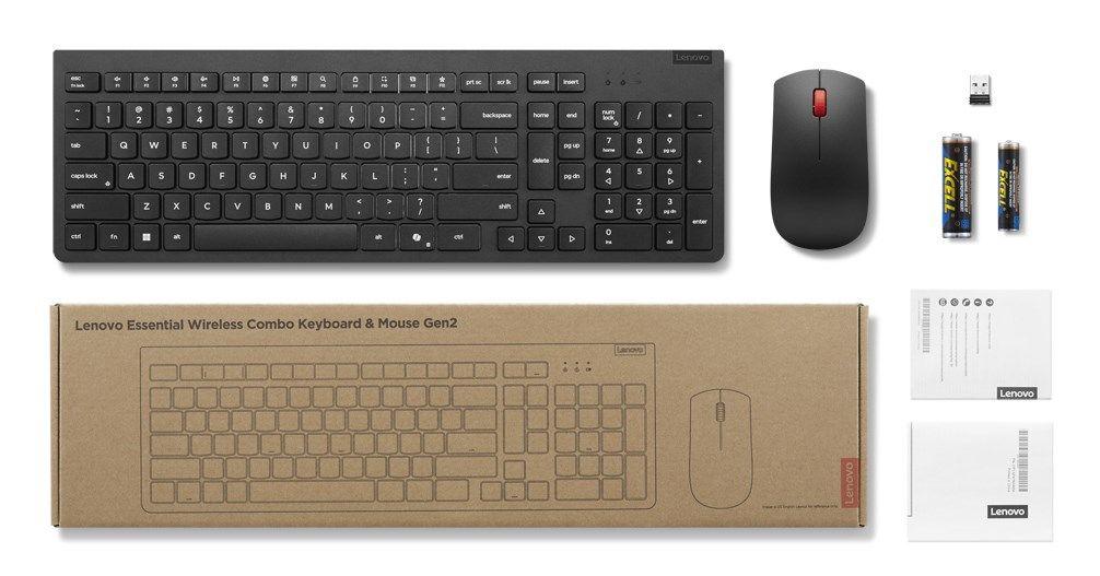Lenovo Essential Wireless Combo Keyboard & Mouse Gen2 Black-US Euro — zdjęcie 6
