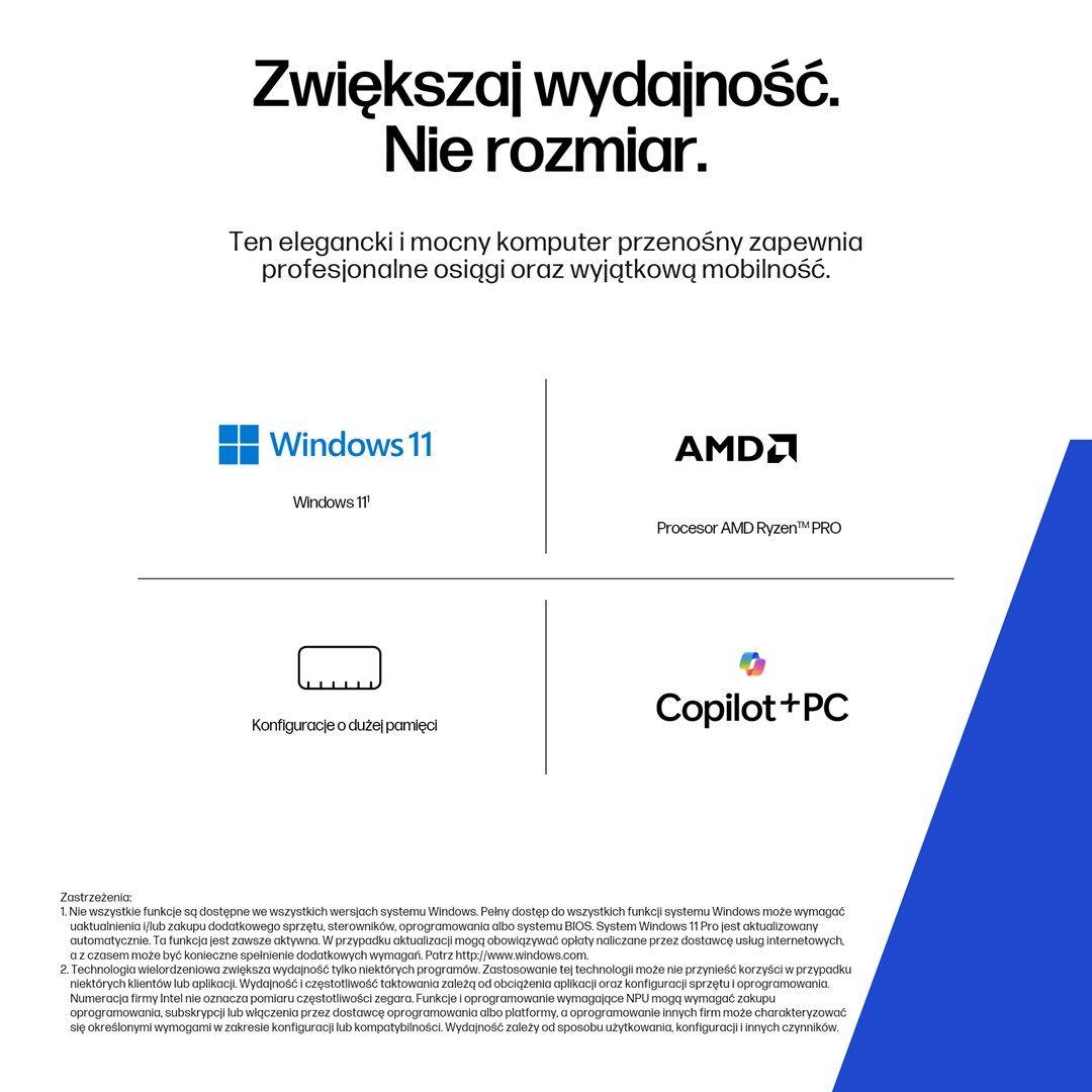HP ZBook 8 G1ak 14 Ryzen AI 7 PRO 350 14.0"WQXGA 120Hz 500nits AG 32GB DDR5 5600 SSD1TB Radeon 860M Cam IR 5 MPx 62Wh W11Pro 3Y OnSite — zdjęcie 4