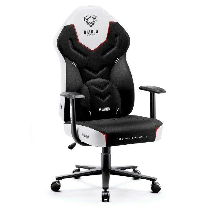 Fotel gamingowy DIABLO X-GAMER fotel czarno-biały (WYPRZEDAŻ) — zdjęcie 2