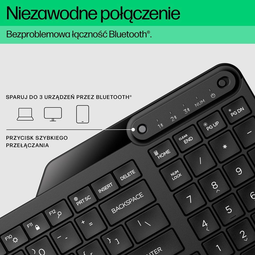Klawiatura HP 460 Multi-Device Bluetooth Keyboard bezprzewodowa czarna 7N7B8AA — zdjęcie 4