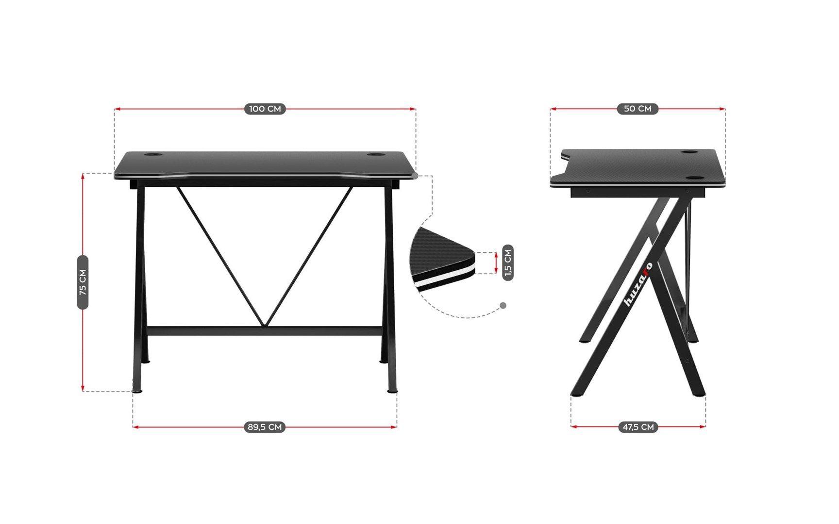 Biurko gamingowe Huzaro Hero 1.4 Black — zdjęcie 7