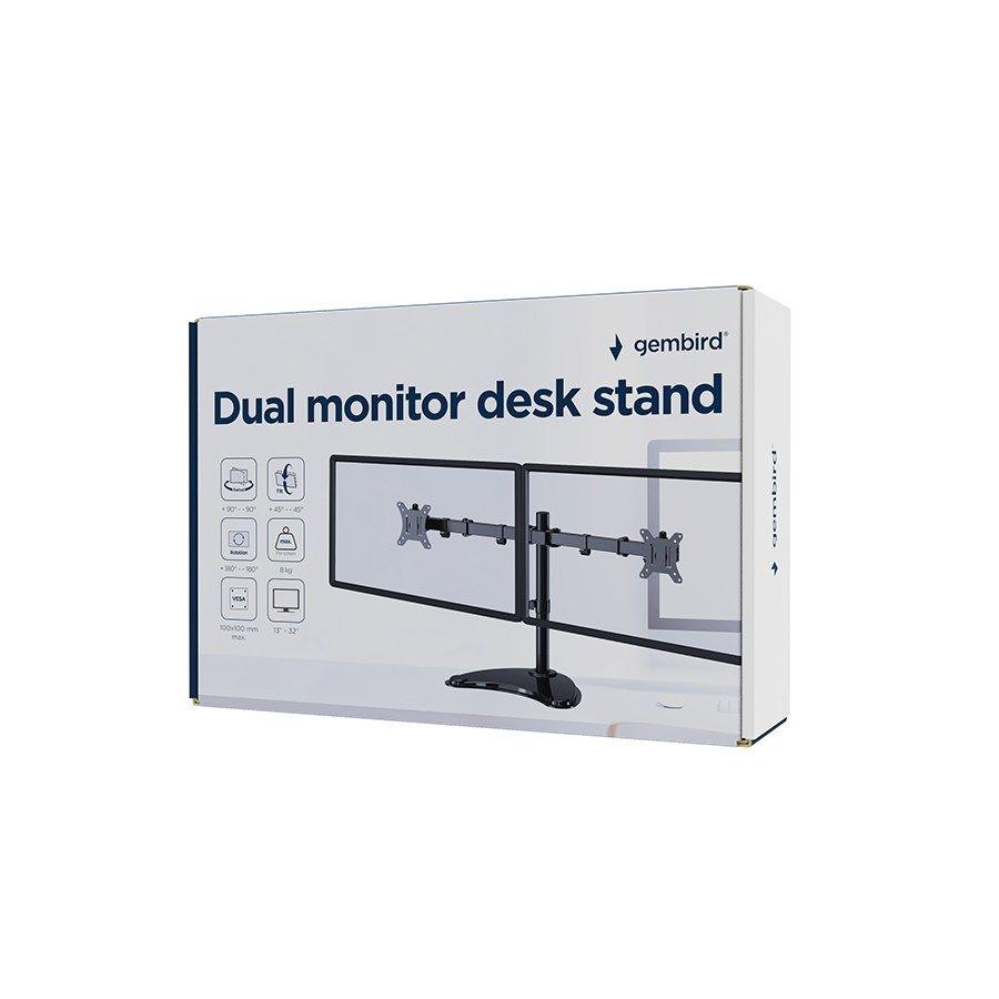 GEMBIRD STOJAK BIURKOWY NA DWA MONITORY (REGULOWANY) 13”-32”, DO 8 KG — zdjęcie 5