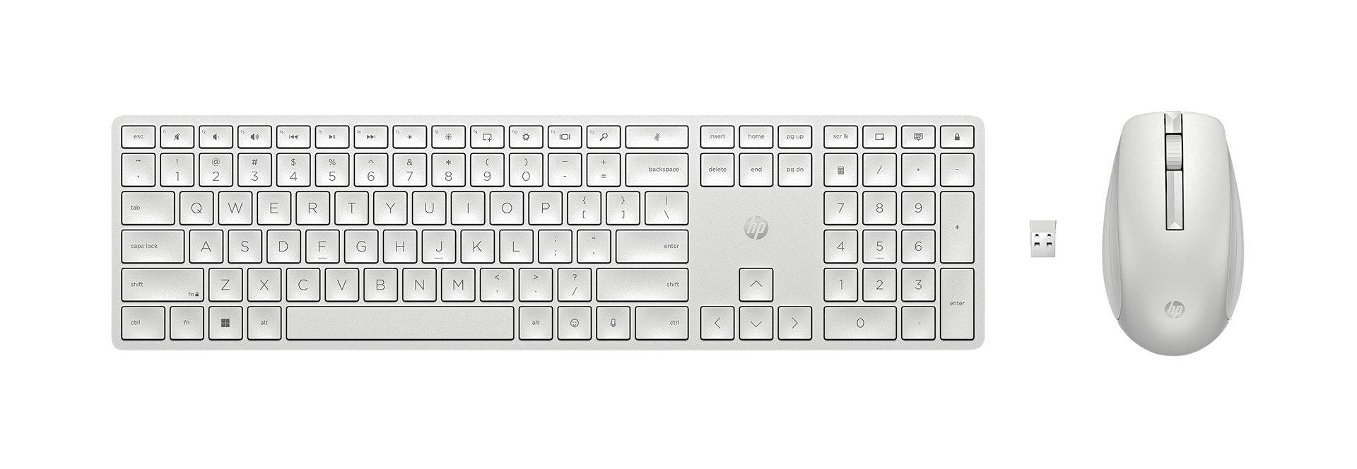 Zestaw klawiatura + mysz HP 650 Wireless Keyboard and Mouse Combo bezprzewodowe białe 4R016AA — zdjęcie 1
