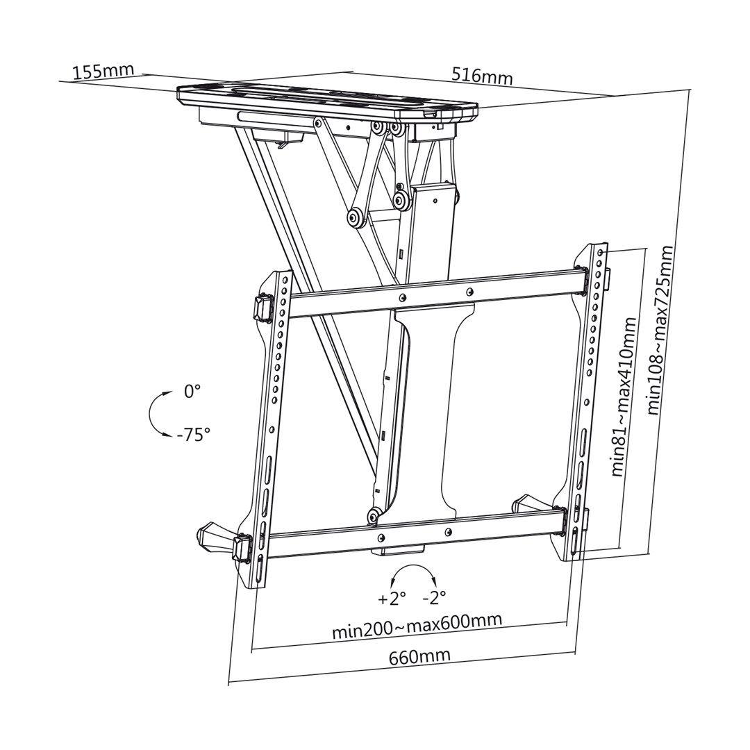 MACLEAN UCHWYT DO TV ELEKTRYCZNY SUFITOWY 32"-70" 35KG MC-880T — zdjęcie 10