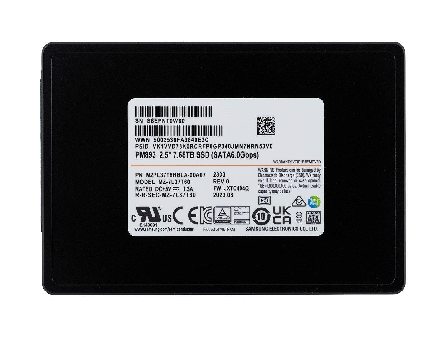 Dysk SSD Samsung PM893 7.68TB SATA 2.5" MZ7L37T6HBLA-00A07 (DWPD 1) — zdjęcie 1