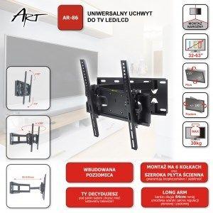 UCHWYT DO TV LCD/LED AR-86 ART 32-63" 30KG reg. pion/poziom 64cm — zdjęcie 4