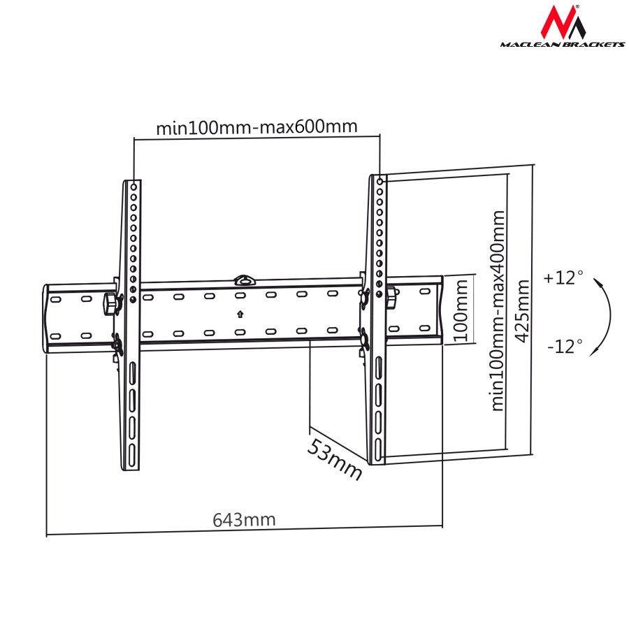 Uchwyt ścienny do telewizora Maclean MC-668 (ścienne, Uchylny; 37" - 70"; max. 40kg) — zdjęcie 2