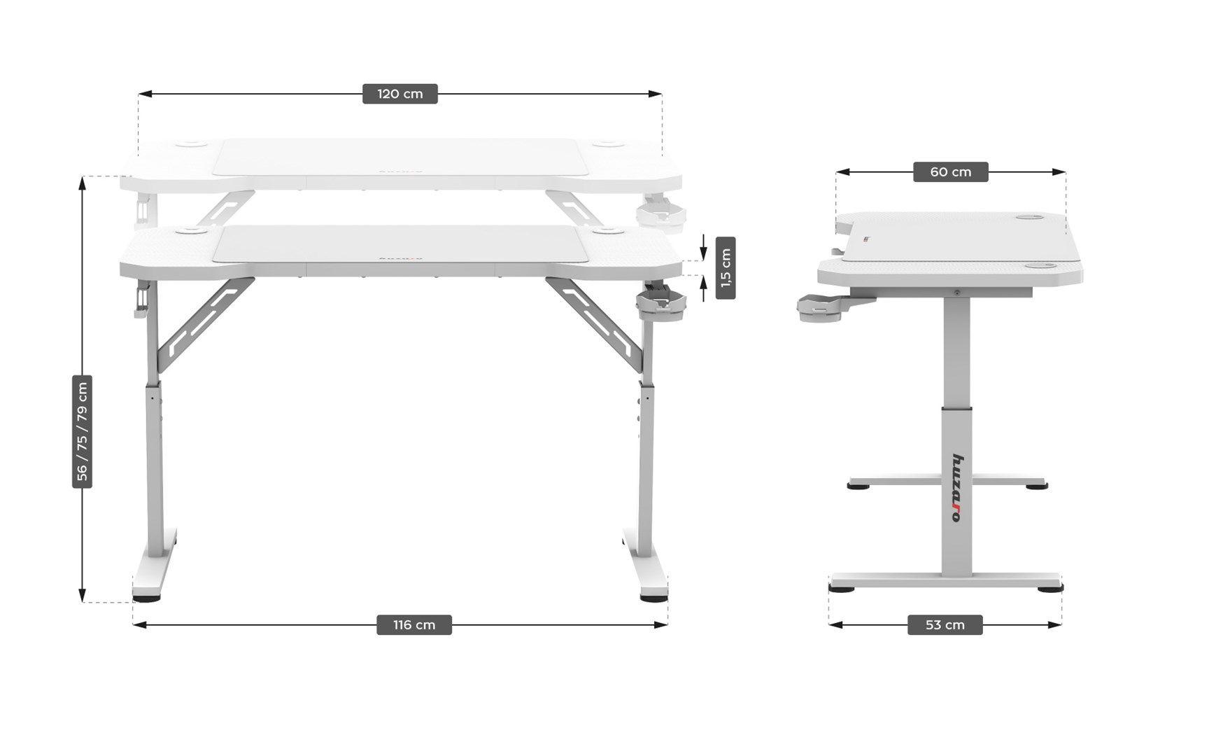 Biurko gamingowe Huzaro Hero 2.6 White — zdjęcie 5