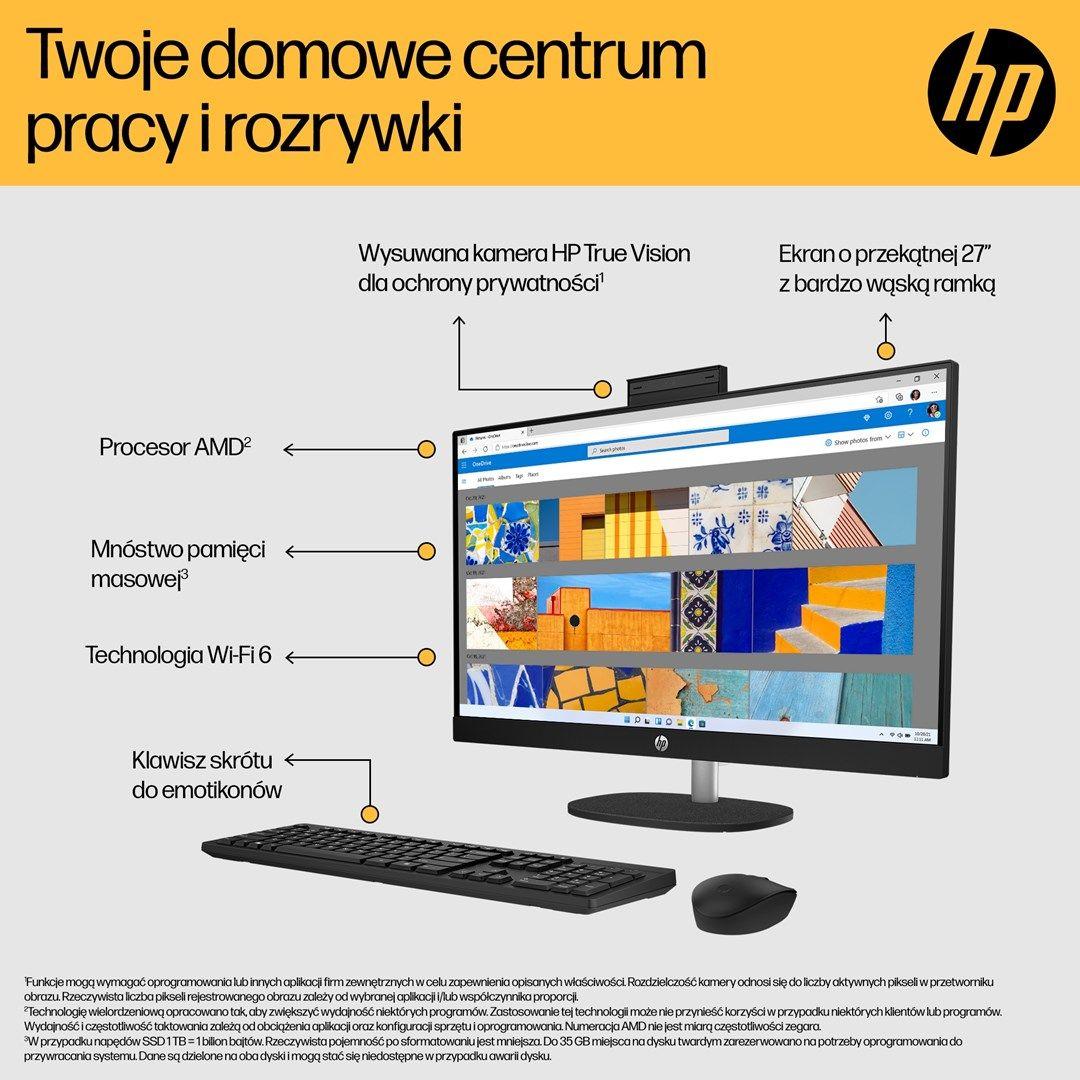 HP 27-cr0222nw AIO Ryzen 7 7730U 27.0"FHD IPS AG 300nits 16GB DDR4 SSD512 Radeon 680M LAN Win11 2Y Shell White — zdjęcie 5