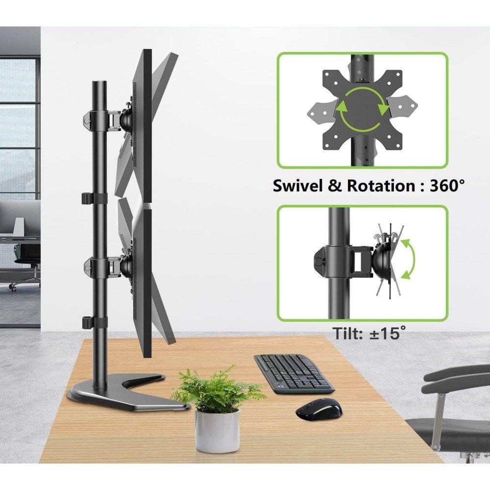 TECHLY PODSTAWA POD 2 MONITORY 13-27" LCD 10KG BIURKOWA PIONOWA — zdjęcie 7