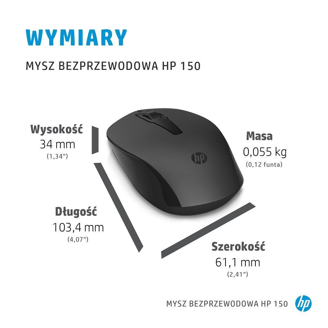 Mysz HP 150 Wireless Mouse bezprzewodowa czarna 2S9L1AA — zdjęcie 6