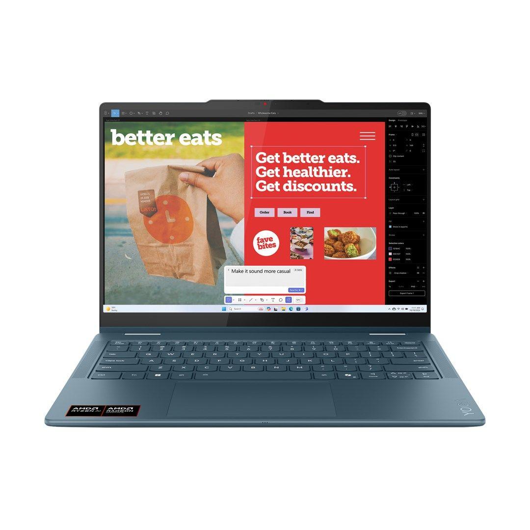 Lenovo Yoga 7 2-in-1 14AKP10 Ryzen AI 5 340 14.0"WUXGA Touch OLED 400nits Glossy 60Hz 16GB LPDDR5-6400 SSD512 Radeon 840M Graphics Cam 5.0MP 70Wh Win11 Tidal Teal — zdjęcie 2