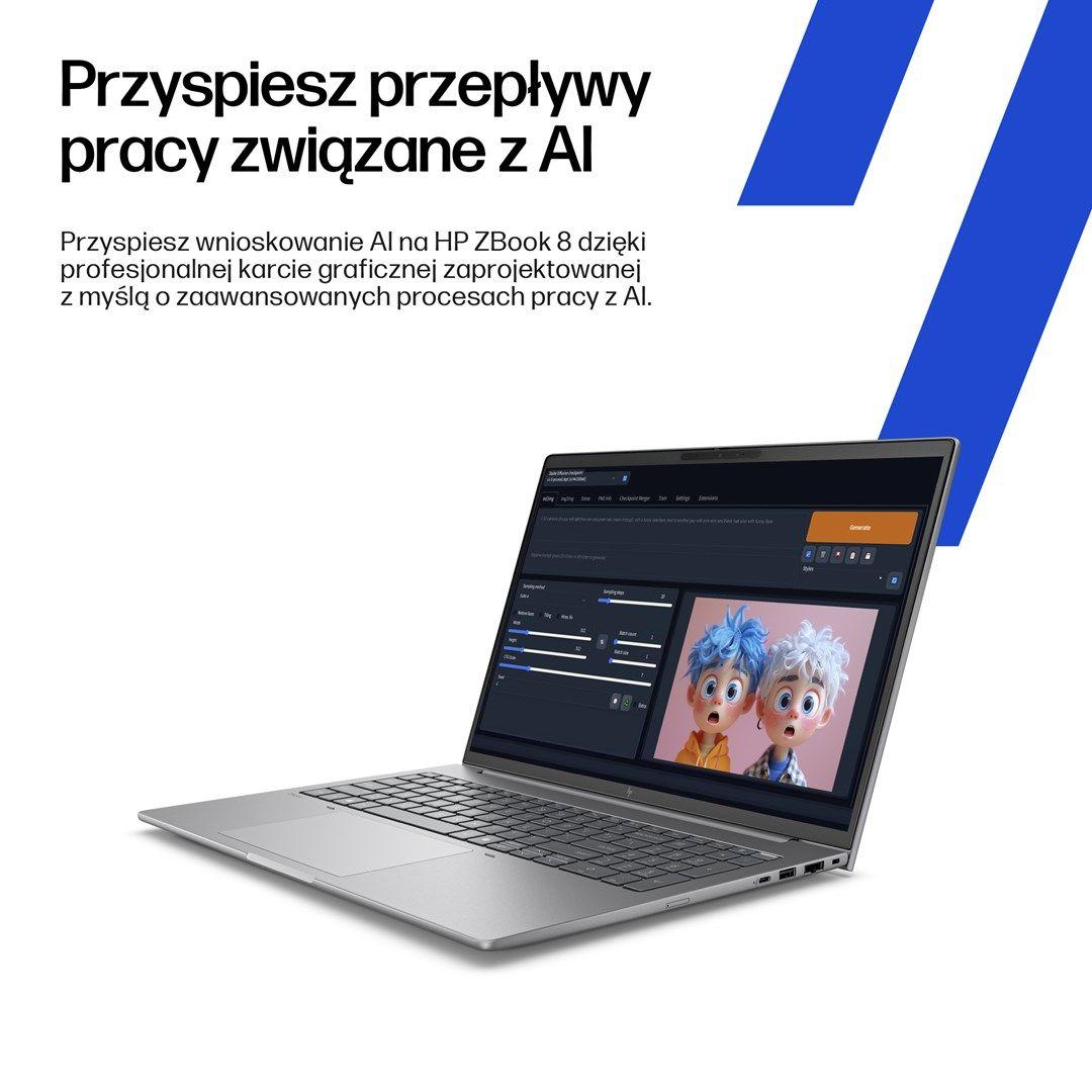HP ZBook 8 G1i 14 Ultra 7 255H 14.0"WUXGA 400nits AG 16GB DDR5 6400 SSD1TB RTX 500 Ada_4GB Cam IR 5 Mpx AI 77Wh W11Pro 3Y OnSite — zdjęcie 5