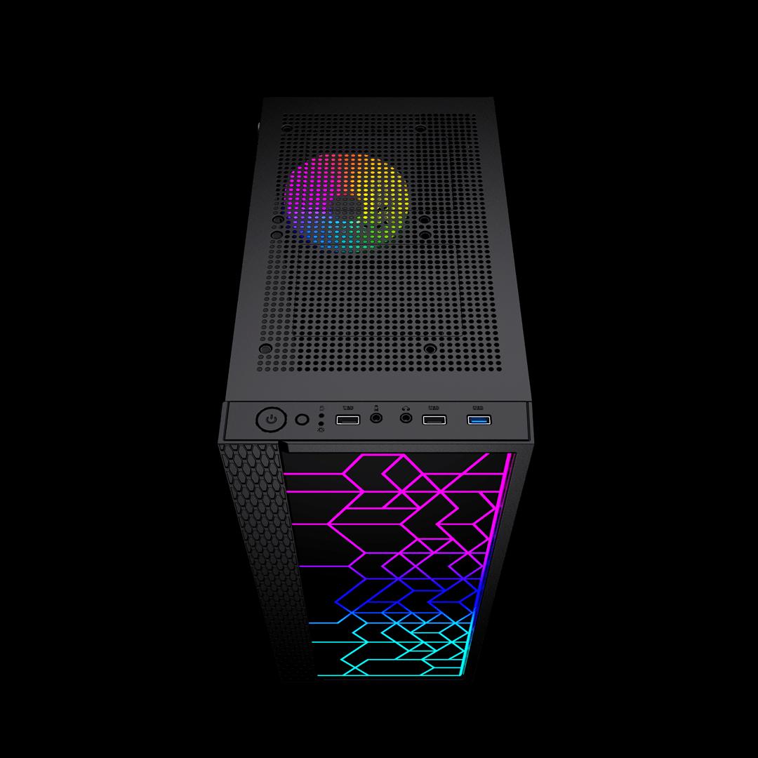 GEMBIRD OBUDOWA FORNAX 2500 MIDI-TOWER (1X USB 3.0, 2X USB 2.0, HD AUDIO, SZKLANY PANEL BOCZNY) CZARNA — zdjęcie 2